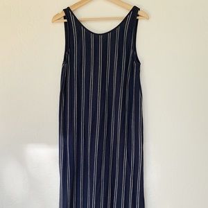 OAK + FORT striped navy low back maxi dress S